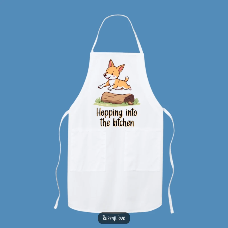Funny Basenji Leaping Apron: Hilarious Dog Chef Wear for a Perfect Gift