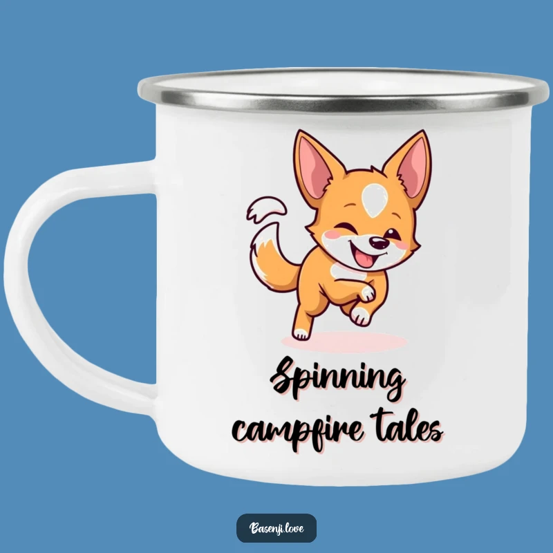 Adventure Ready Funny Spinning Basenji Camping Mug: Sip and Play!