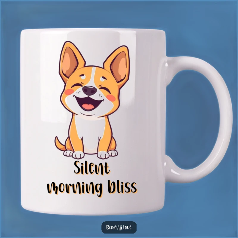 Funny Joyful Basenji Mug: Silent Barks of Happiness - Perfect Gift!