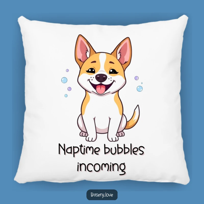 Funny Bubbles Basenji Pillow: Cozy Charm with a Hilarious Doggy Twist