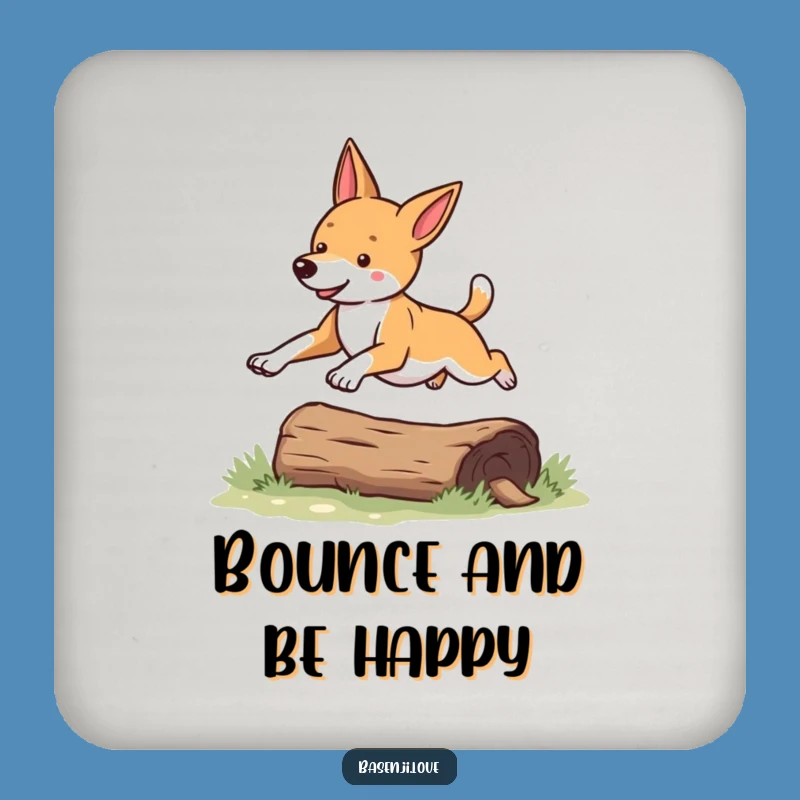 Funny Basenji Leaping Coaster: Hilarious Dog Protection for a Perfect Gift