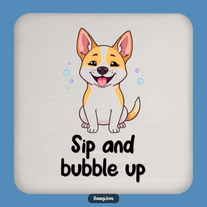 Funny Bubbles Basenji Coaster: Protect Surfaces with Hilarious Dog Art