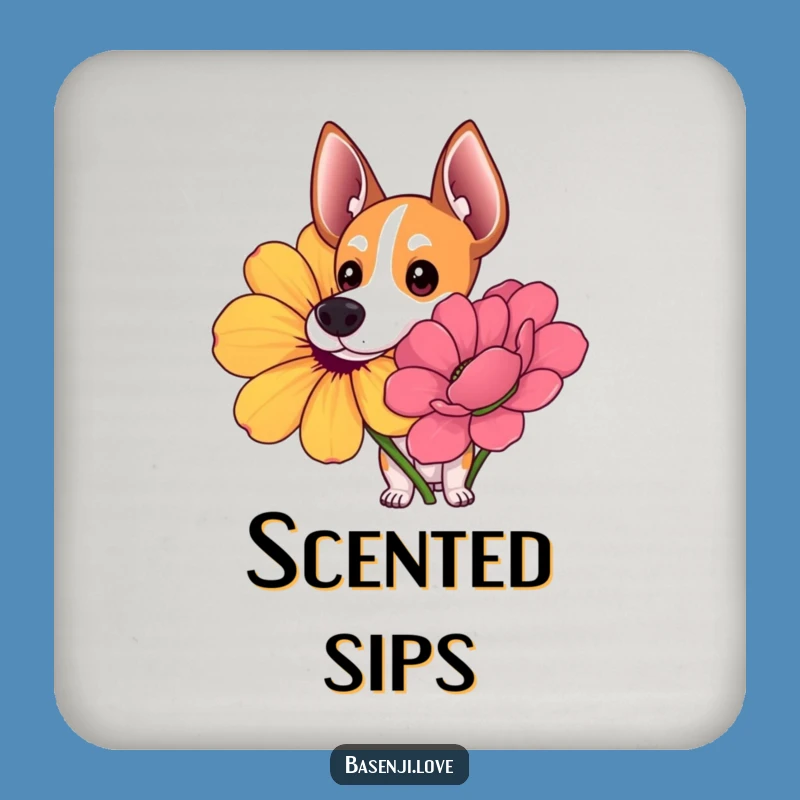 Funny Curious Basenji Coaster: Protect Surfaces with Wonder!
