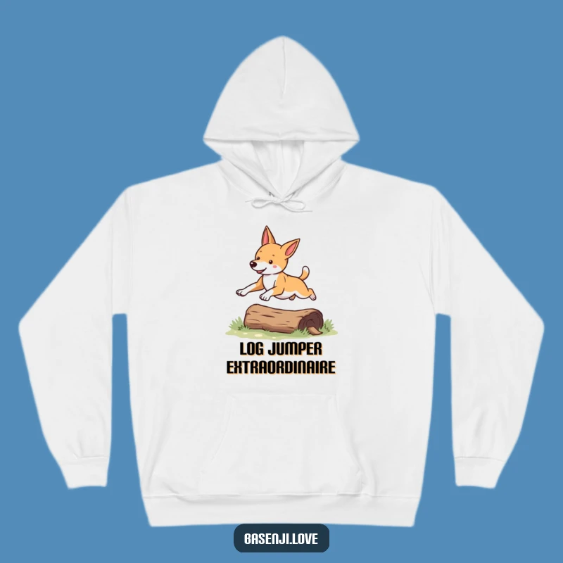 Funny Basenji Leaping Hoodie: Cozy & Hilarious Dog Design for a Perfect Gift