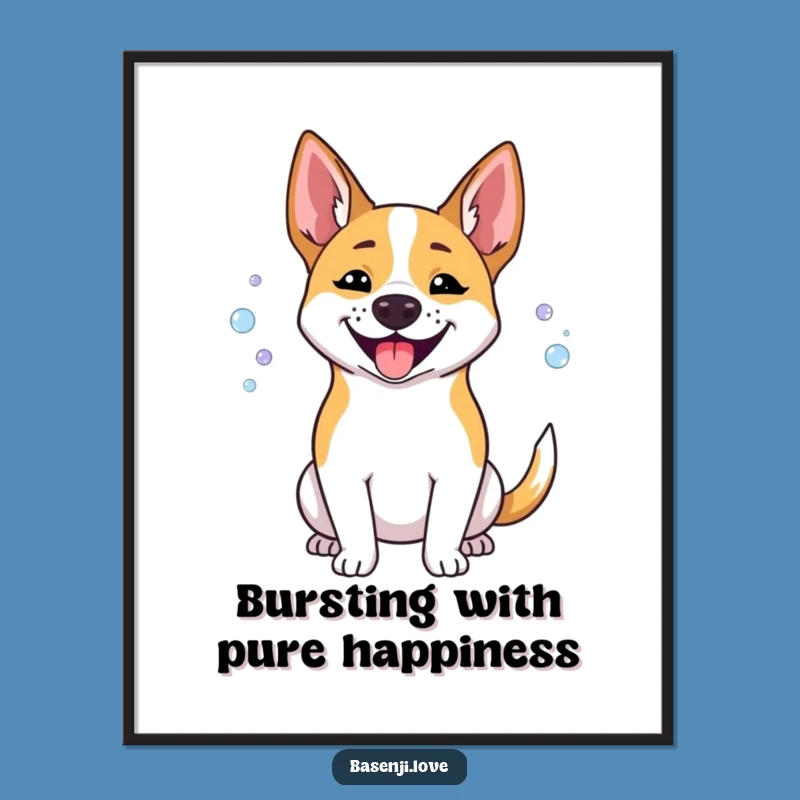 Free Printable Wall Art: Bubbling Basenji Dog - Funny & Whimsical Downloadable Decor
