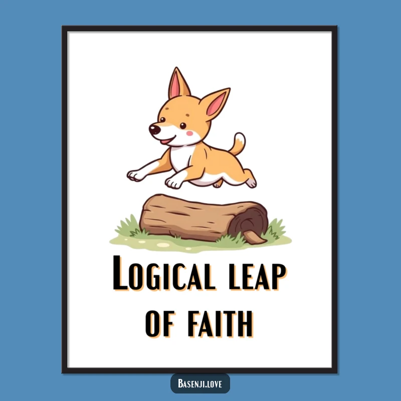 Free Printable Wall Art: Leaping Basenji Dog - Funny & Energetic Downloadable Decor