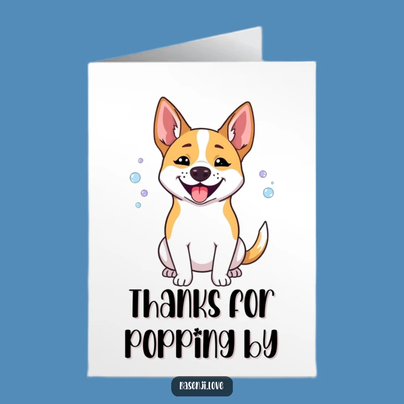 Free Printable Thank You Card: Bubbling Basenji Dog - Funny Downloadable Gratitude Note