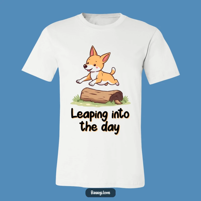Funny Basenji Leaping T-Shirt: Hilarious Dog Adventure Tee for a Perfect Gift